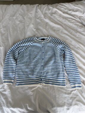 ASOS Blue and White Striped Knit Cardigan